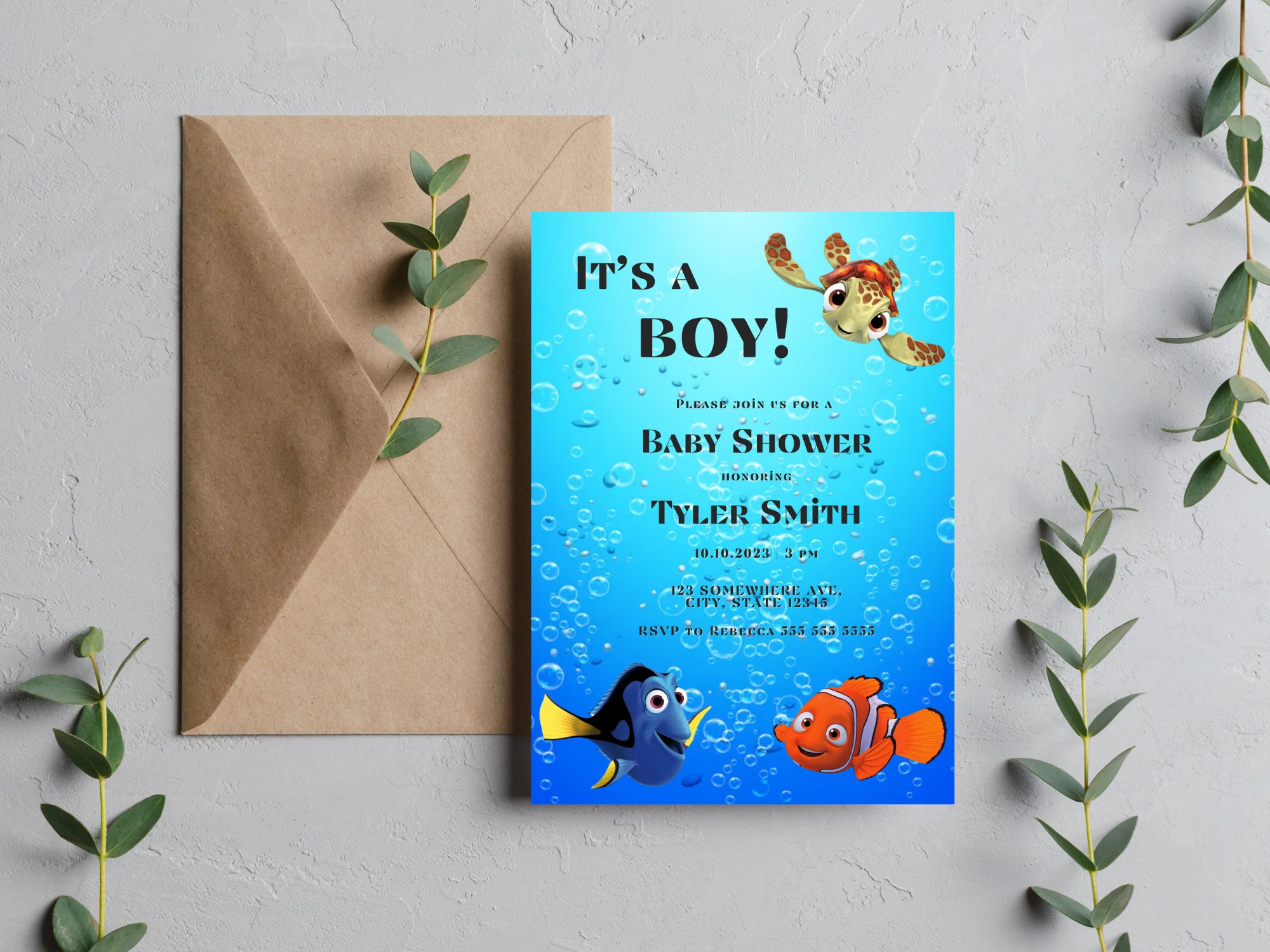 Finding Nemo Baby Shower Invitation, Editable, Instant Download