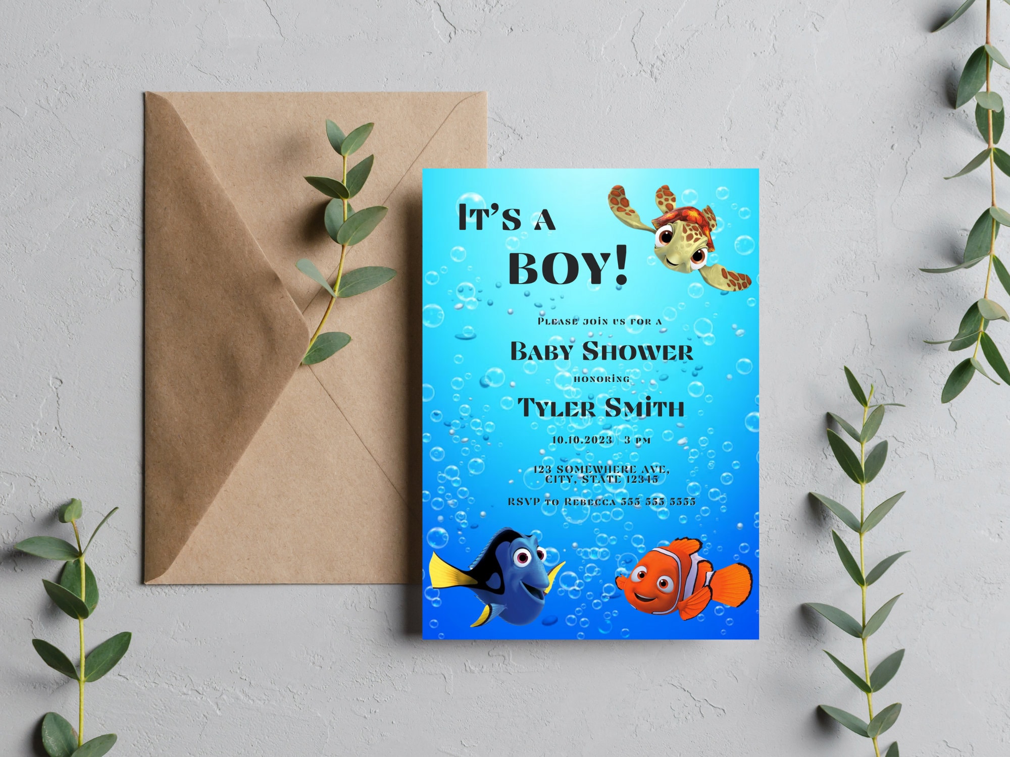 Finding Nemo Baby Shower Invitation, Editable, Instant Download, Printable  Invite 