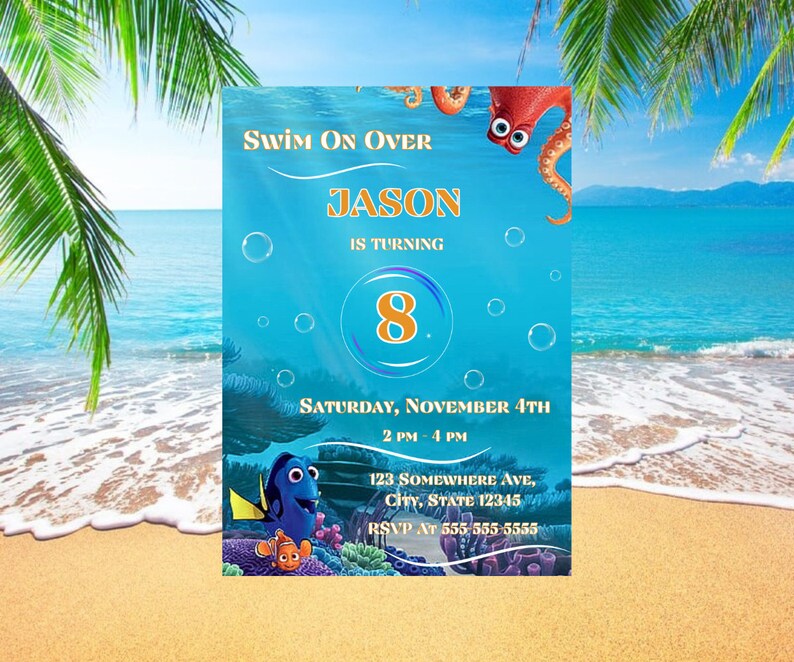 Finding Nemo Birthday Invitation, Editable, Instant Download, Printable ...