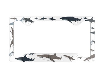 Shark License Plate Frame, Metal License Plate Frame