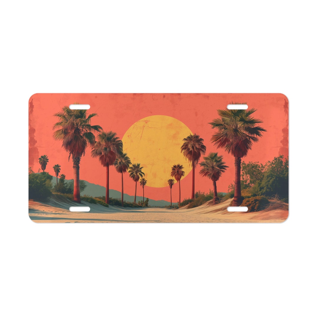 Palm Tree Vanity Plate, Orange Sunset Vanity Plate - Etsy