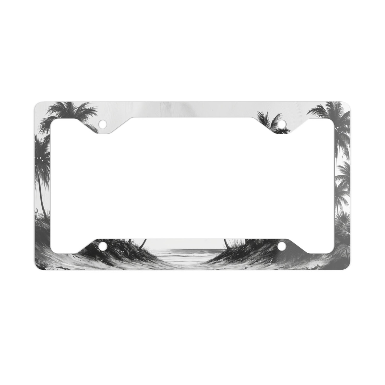 Palm Tree License Plate Frame, Beach License Plate Frame, Ocean License Plate Frame, Metal