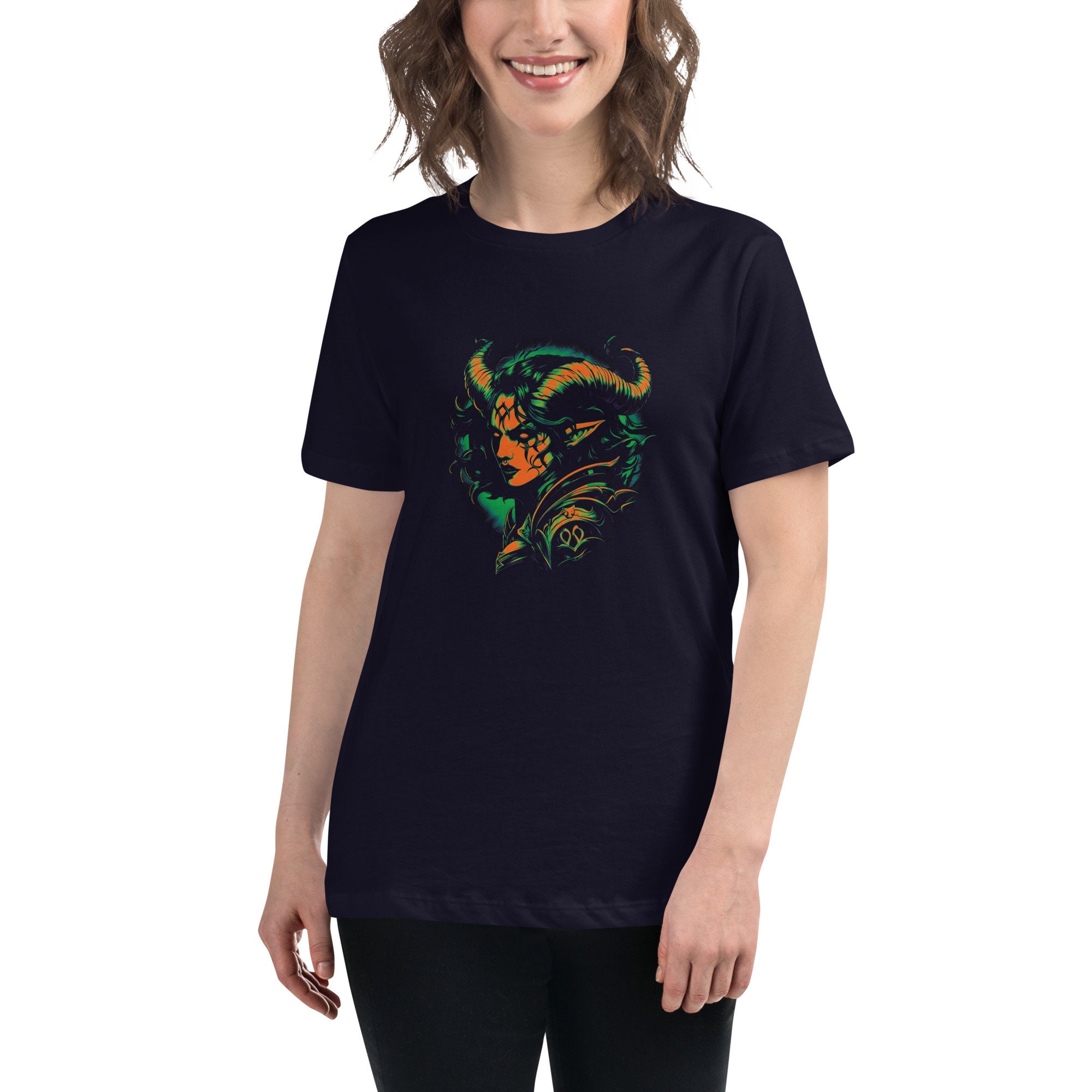 Tiefling barbarian Women's Relaxed T-Shirt | DnD | Baldur's Gate | Gothic | Horns