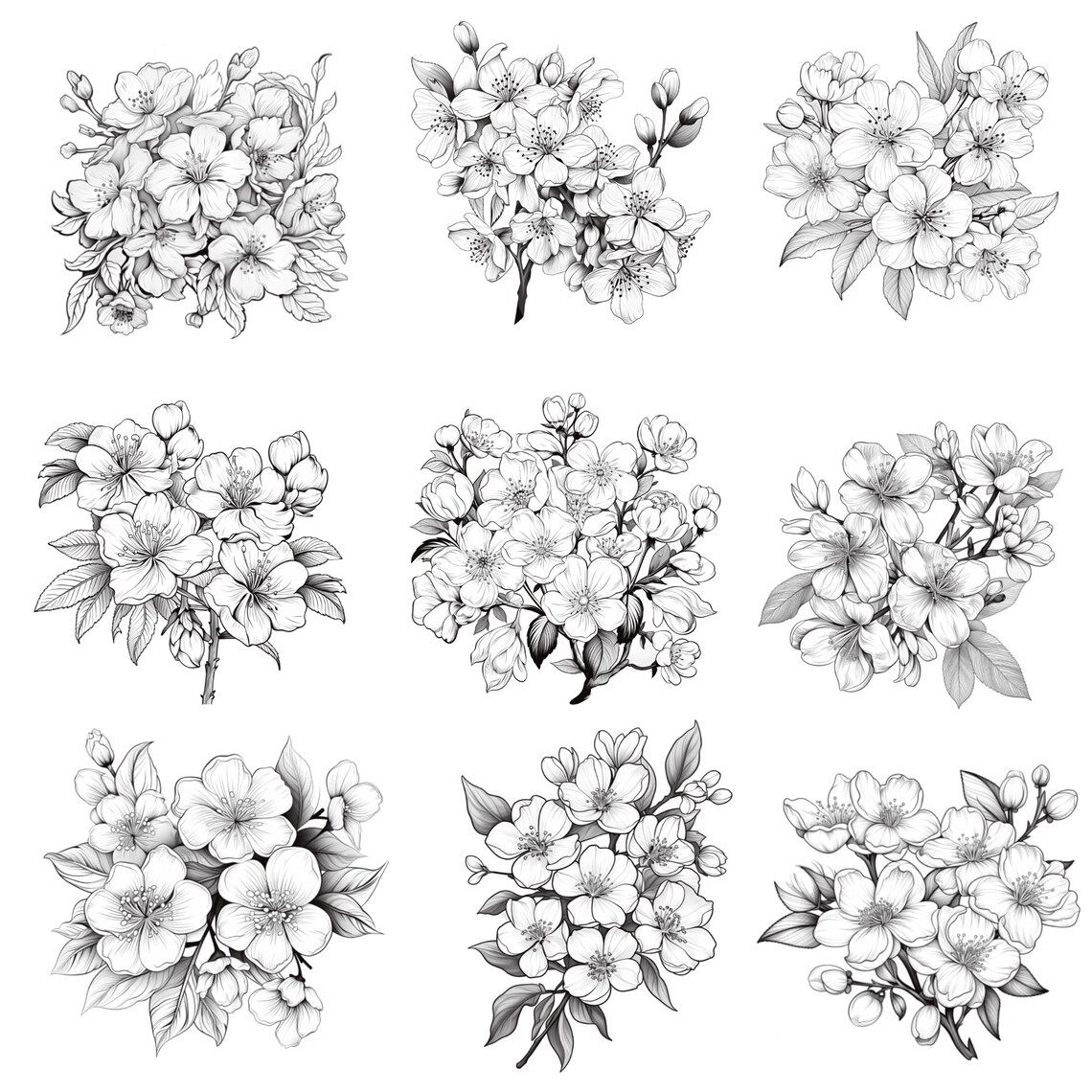 Procreate Cherry Blossom Flower Stamps | 100+ Cherry Blossom Flower ...