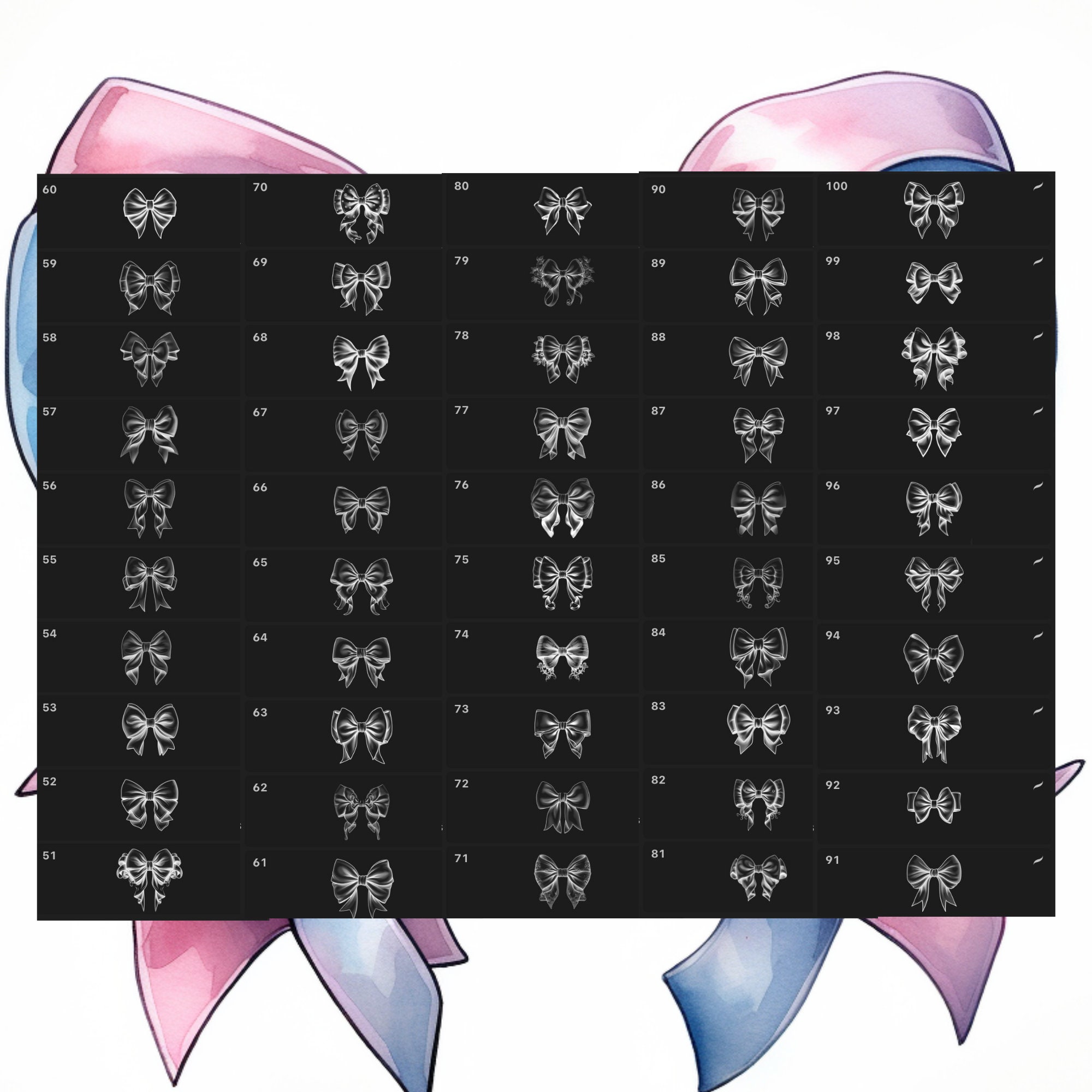 Procreate Bows Stamps 100 Bows Procreate Brushes Clothes Procreate ...