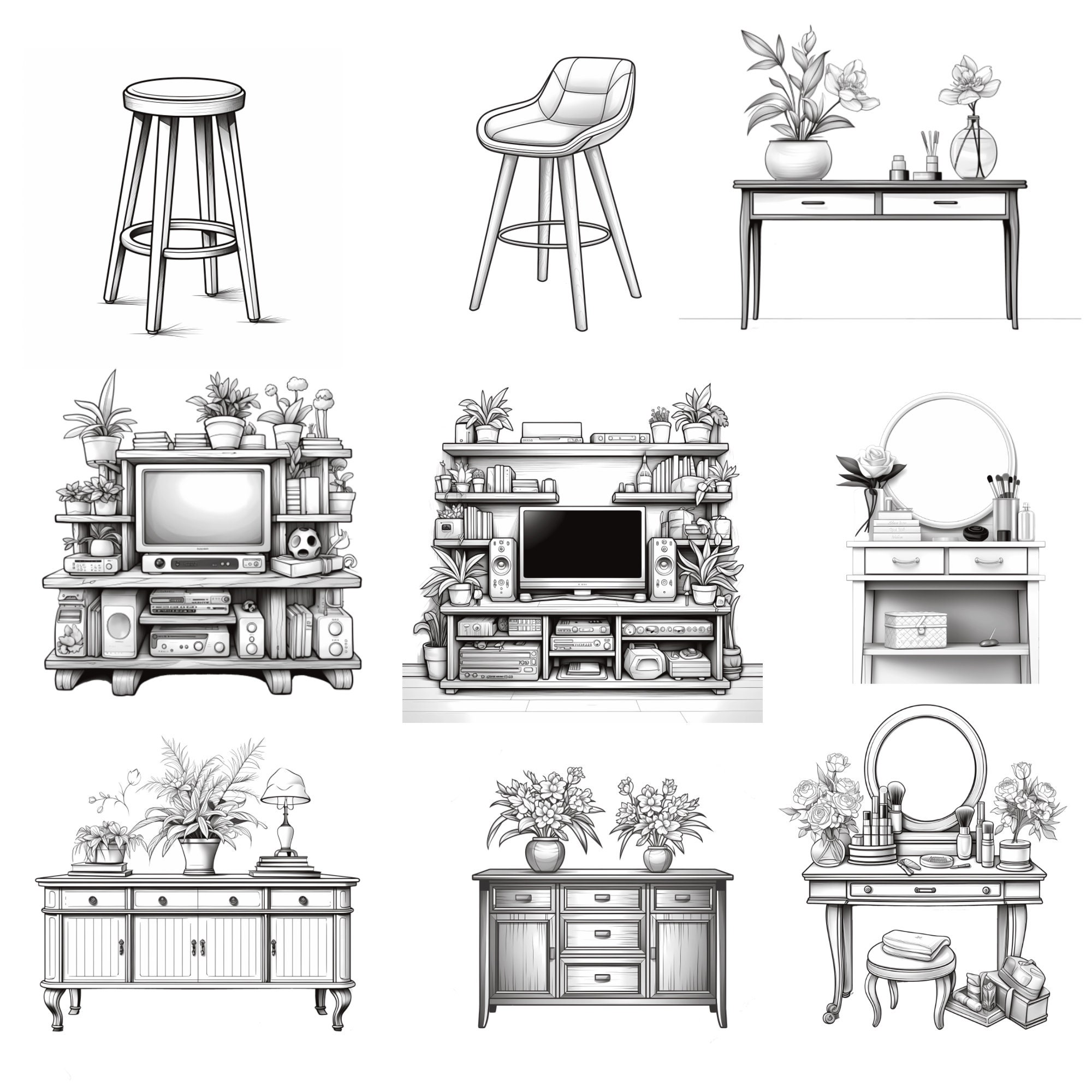 Procreate Furniture Stamps 100 Procreate Furniture Items Brushes Home ...