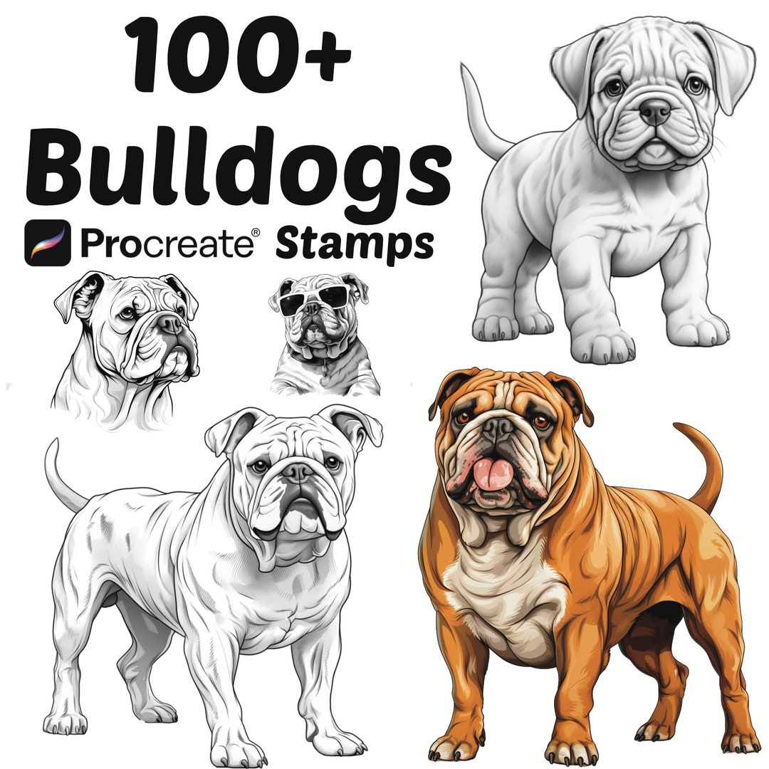 Procreate Bulldog Animals Stamps | 100+ Dogs Procreate Brushes | Dog ...