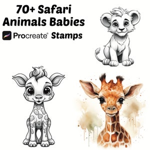 Tampons Procréez des animaux mignons | Plus de 70 pinceaux pour la procréation de bébés animaux de safari | Brosses de procréation d'animaux | Tigre | Ours | Lion | La nature procrée