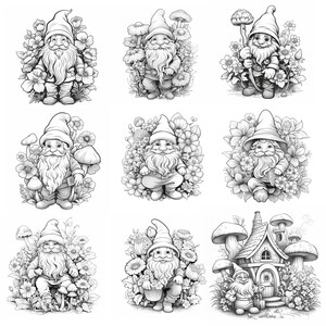 Procreate Enchanted Gnome Stamps | 100+ Mystical Gnome With Flowers ...