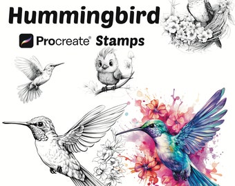 Procreate Animals Stamps | 100+ Humming Birds Procreate Brushes | Animals Procreate Brushes | Nature Procreate Brushes | Kawaii Animals