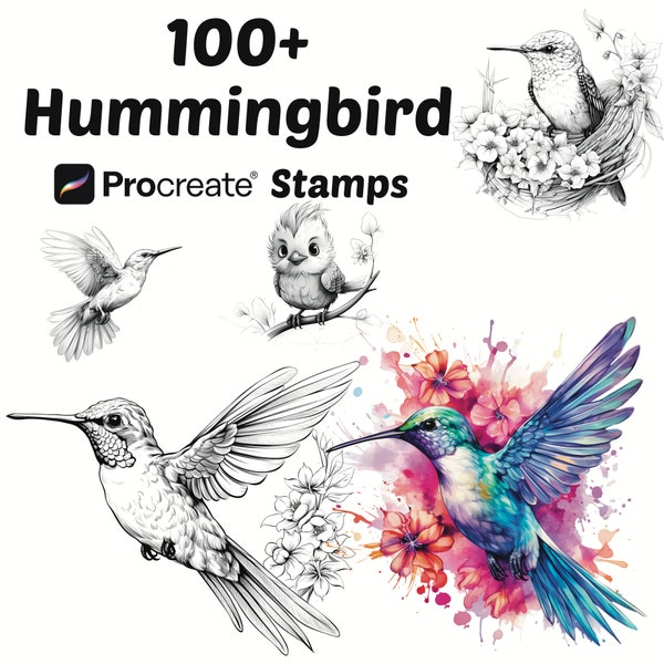 Procreate Animals Stamps | 100+ Humming Birds Procreate Brushes | Animals Procreate Brushes | Nature Procreate Brushes | Kawaii Animals