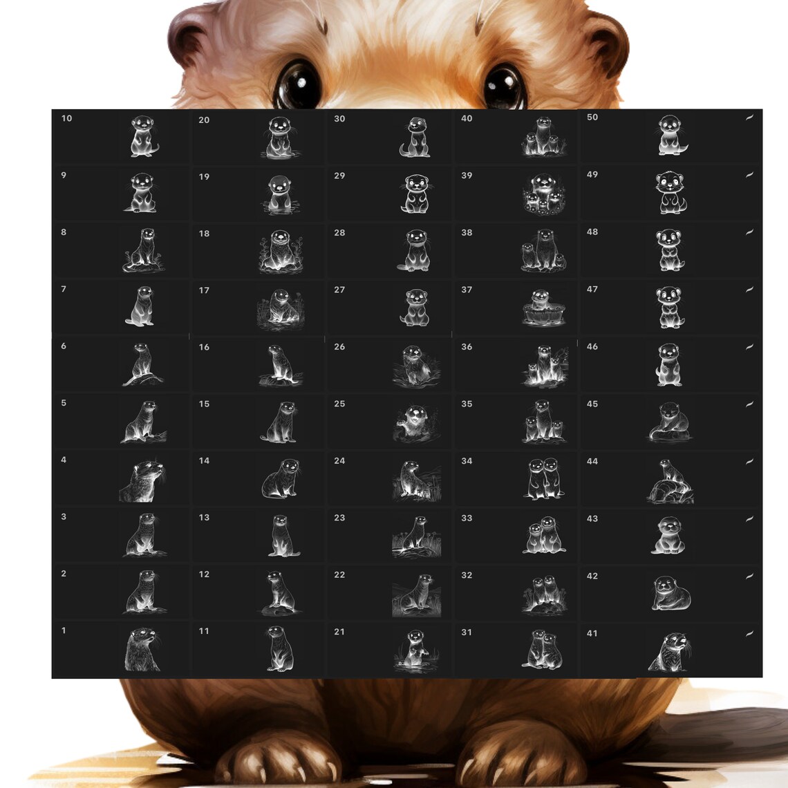 Procreate Animals Stamps | 50+ Otter Procreate Brushes | Animal ...