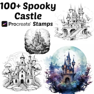 Procreate Spooky Castle Stamps | 100+ Haunted Castle Procreate Brushes | Halloween Procreate Brushes | Spooky Procreate Brushes | Horror