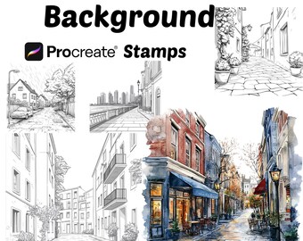 Procreate Street Views Background Stamps | 100+ Street Views Procreate Brushes | Architecture Procreate Brushes |Street View Procreate Stamp
