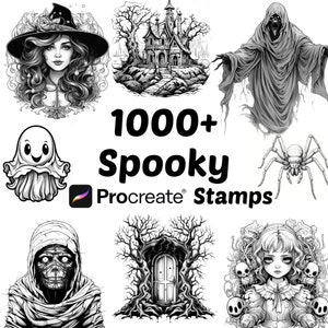 Procreate Spooky Stamps Bundle | 1000+ Scary Procreate Brushes | Halloween Procreate Brushes | Creepy | Haunted | Castle | Horror | Ghost