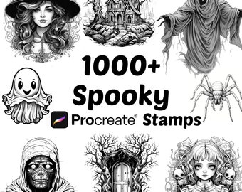 Procreate Spooky Stamps Bundle | 1000+ Scary Procreate Brushes | Halloween Procreate Brushes | Creepy | Haunted | Castle | Horror | Ghost