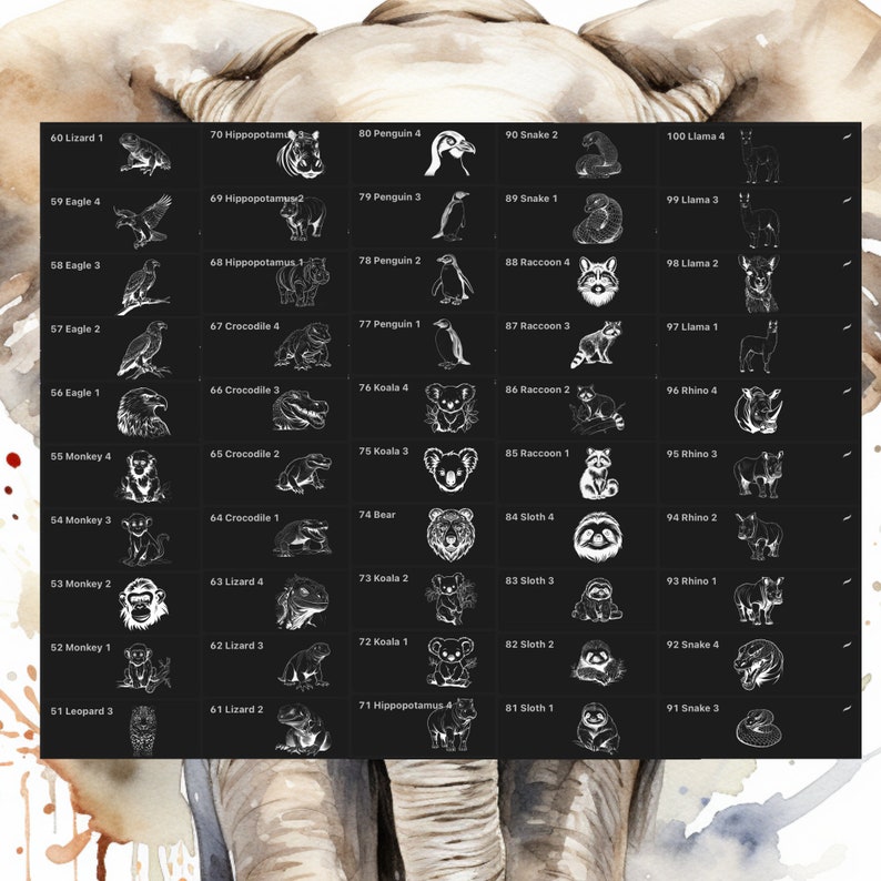 Procreate Animals Stamps | 100+ Wild Animal Procreate Brushes | Animals ...