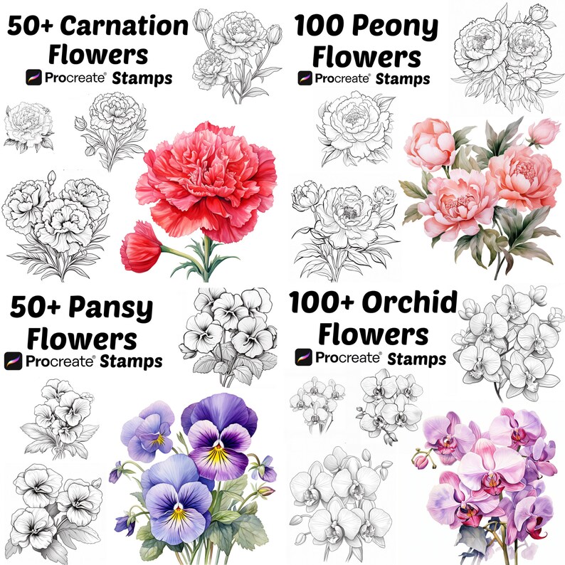 Procreate Botanical Bundle Stamps | 3500+ Flowers Procreate Brushes ...