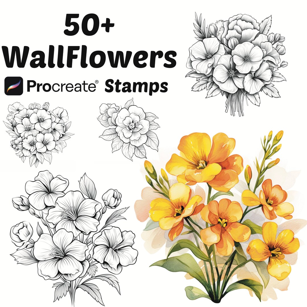 Procreate Wall Flower Stamps | 50+ Wall Flower Procreate Brushes ...