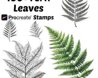 Procreate Fern Leaf Stamps | 100+ Fern Leaves Procreate Brushes | Botanical Procreate | Nature Procreate | Leaves Procreate | tattoo | Fern