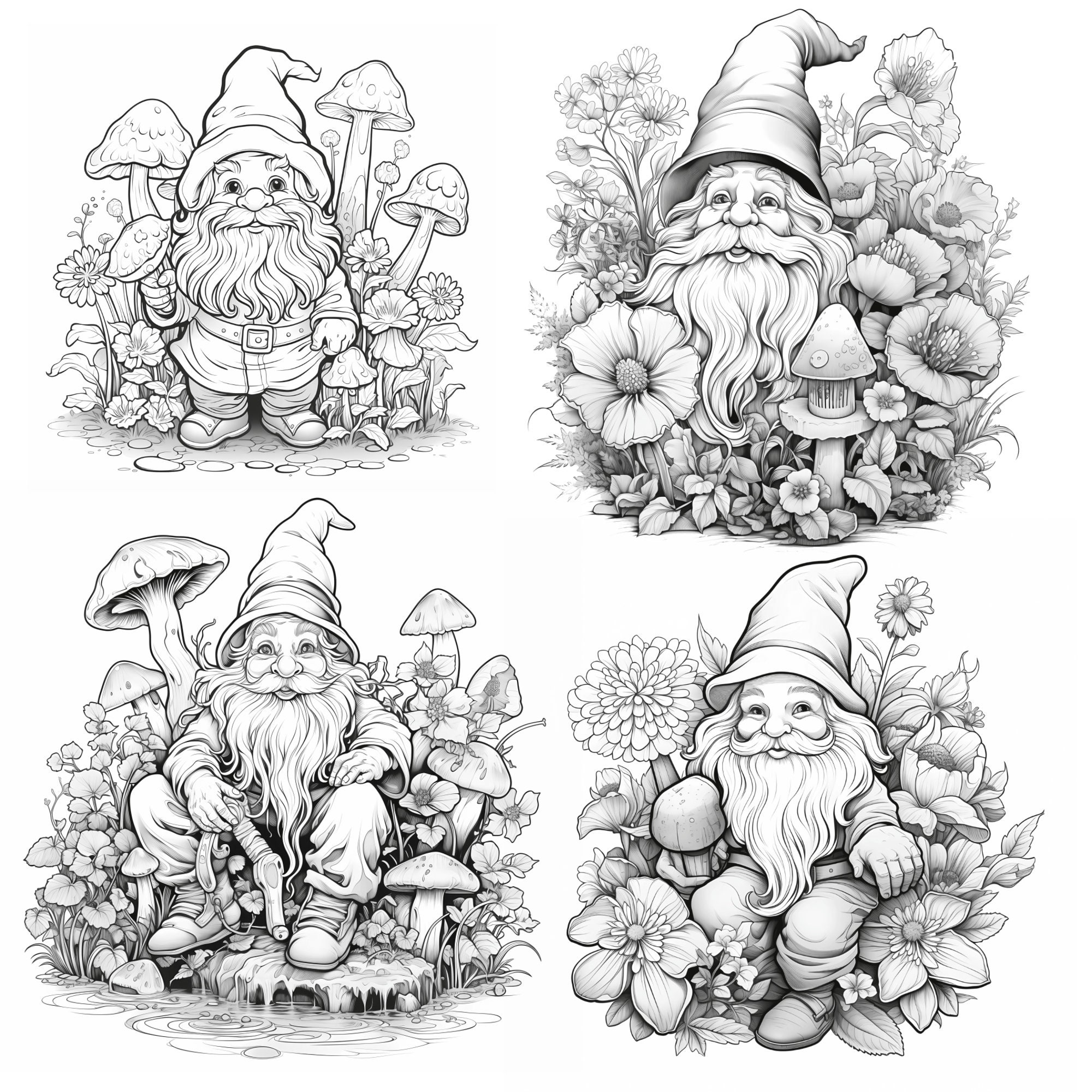 Procreate Enchanted Gnome Stamps | 100+ Mystical Gnome With Flowers ...
