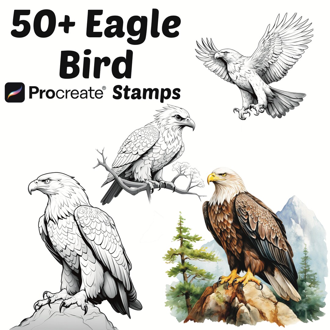 Procreate Animals Stamps | 50+ Eagle Bird Procreate Brushes | Animal ...