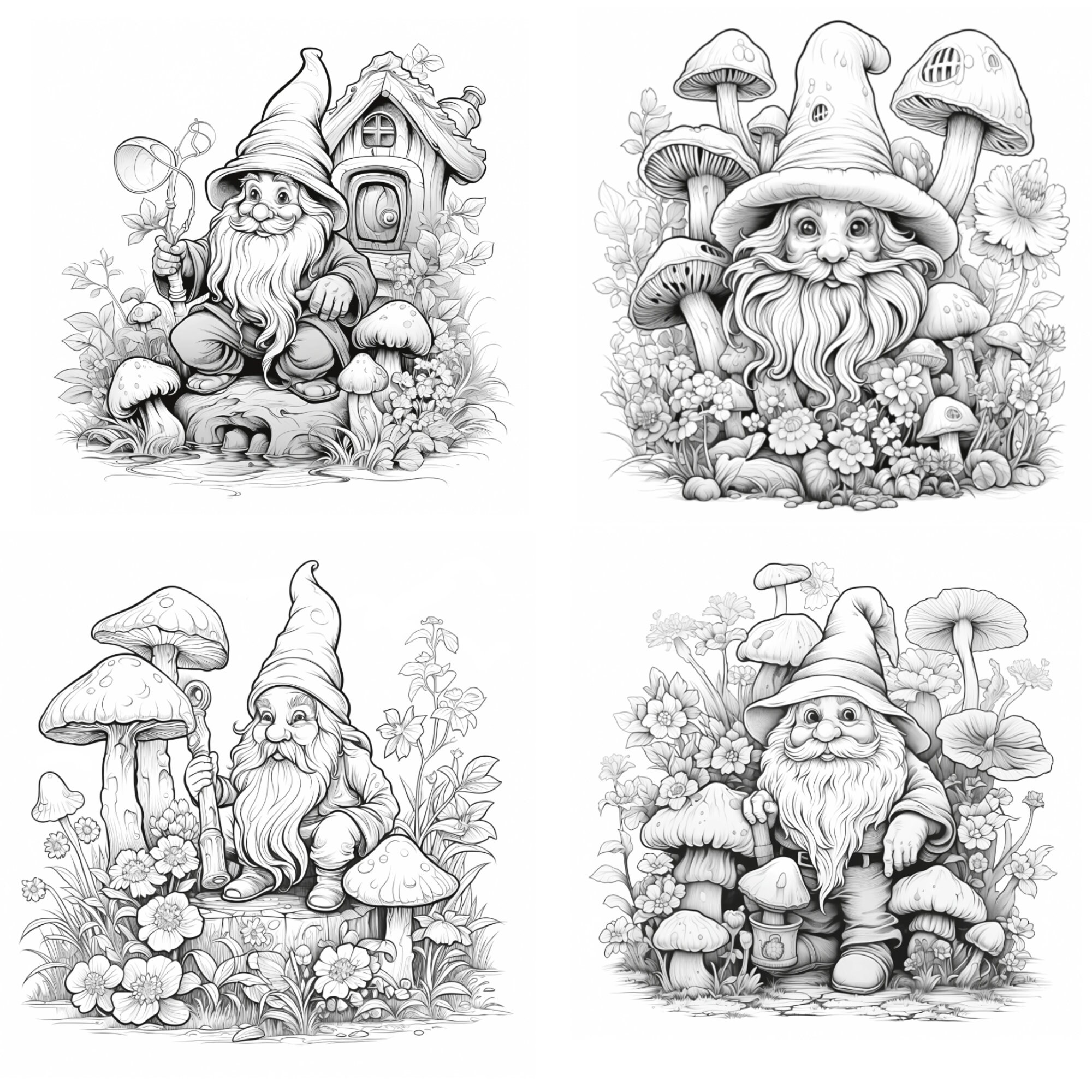 Procreate Enchanted Gnome Stamps | 100+ Mystical Gnome With Flowers ...