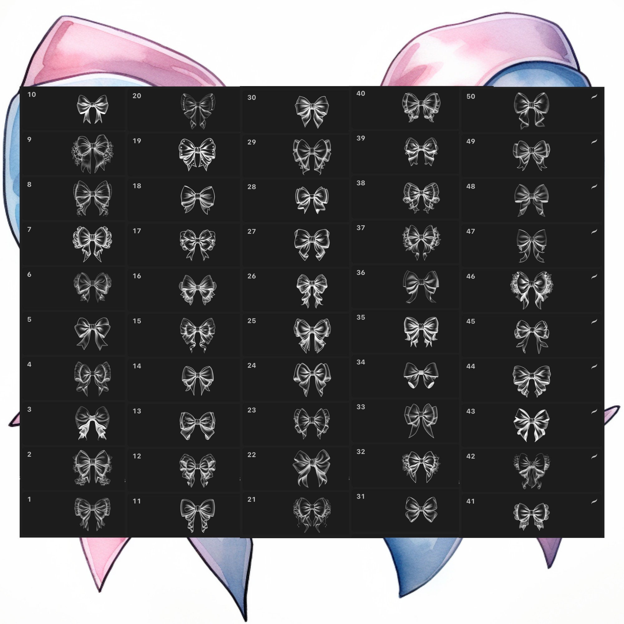 Procreate Bows Stamps 100 Bows Procreate Brushes Clothes Procreate ...