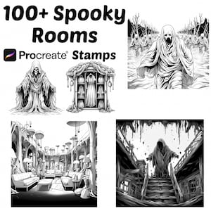 Procreate Spooky Rooms Stamps | 100+ Haunted Rooms Procreate Brushes | Halloween Procreate Brushes | Spooky Procreate Brushes | Horror
