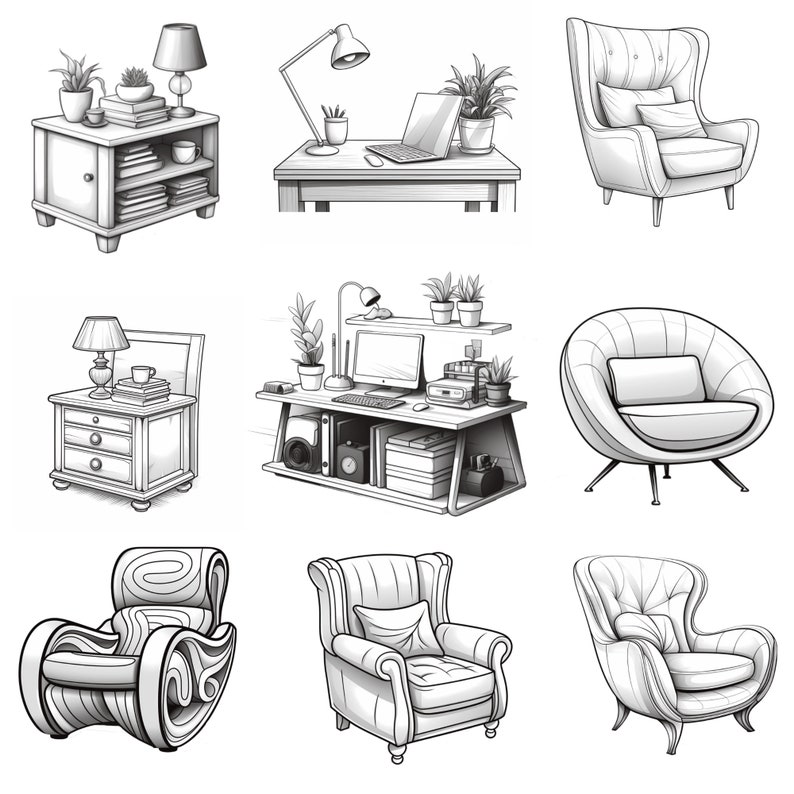 Procreate Furniture Stamps | 100+ Procreate Furniture Items Brushes ...