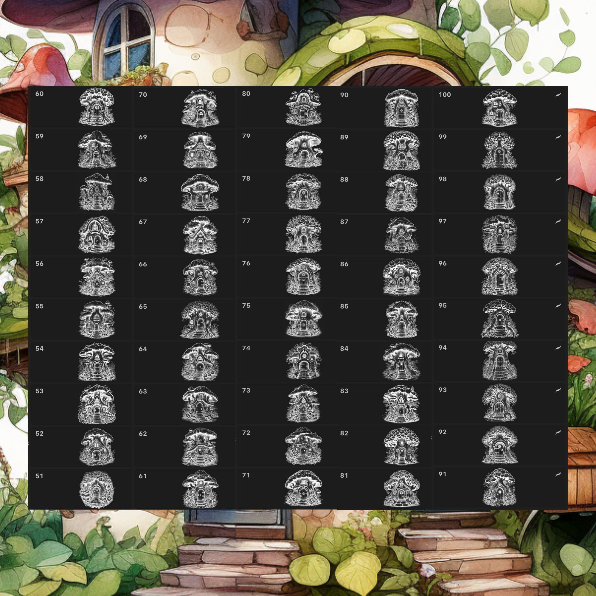 Procreate Fairy Houses Stamps | 100+ Mystical Fairy Houses Procreate ...
