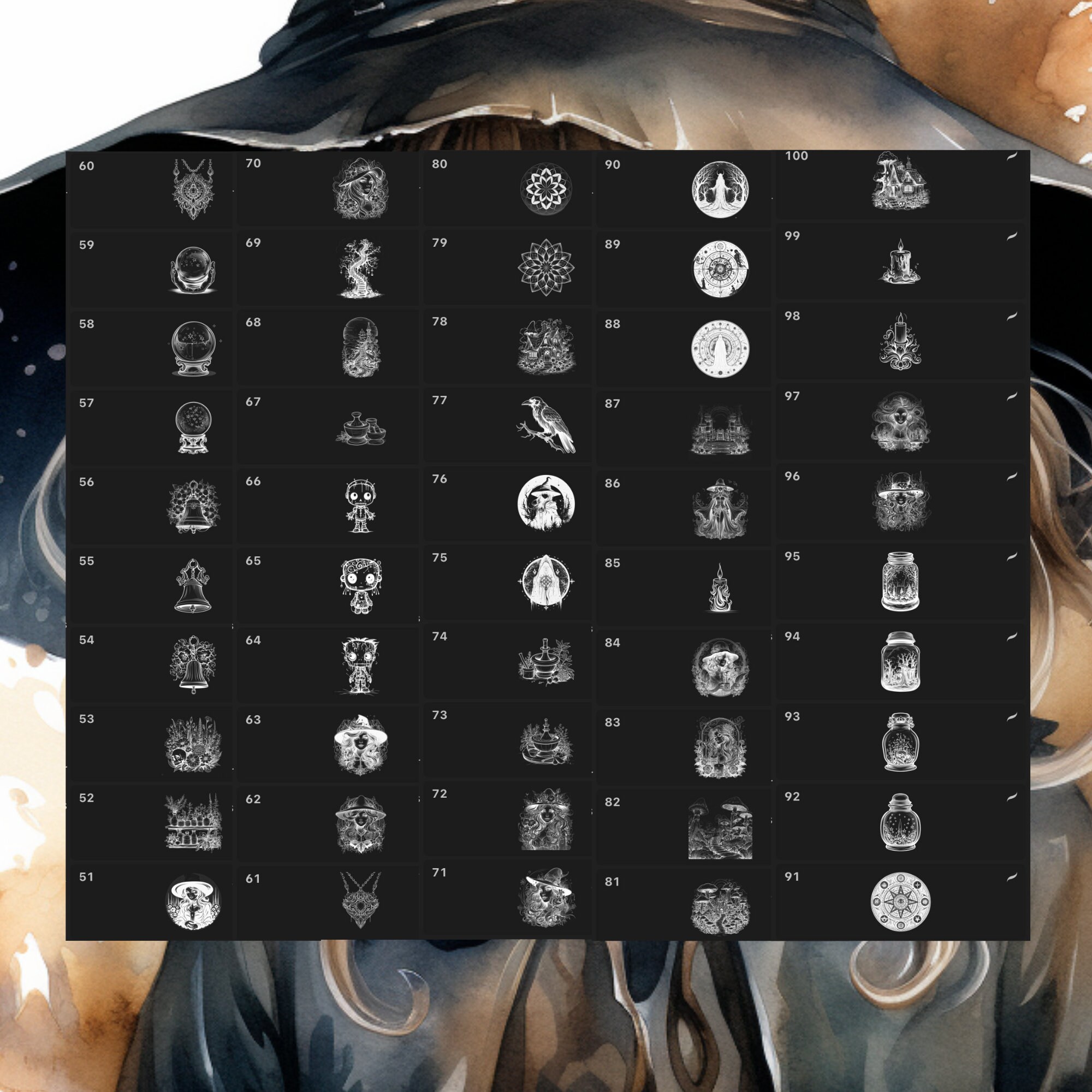 Procreate Witches Theme Stamps | 100+ Spooky Elements Procreate Brushes ...