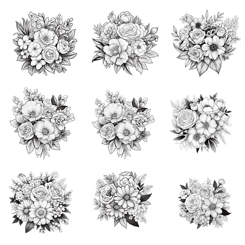 Procreate Flower Bouquet Stamps | 100+ Flower Bouquet Procreate Brushes ...