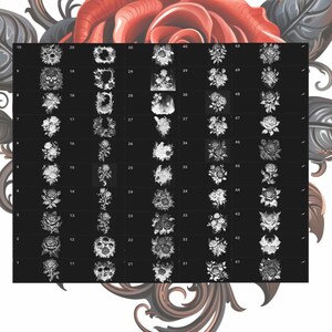 Procreate Gothic Roses Stamps | 100+ Tattoo Roses Procreate Brushes ...