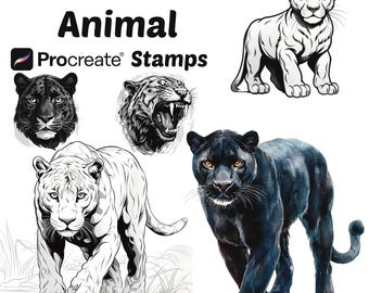 Procreate Animals Stamps | 100+ Panther Procreate Brushes | Animal Procreate Brushes | Panther Animal Procreate Brushes | Procreate Stamps
