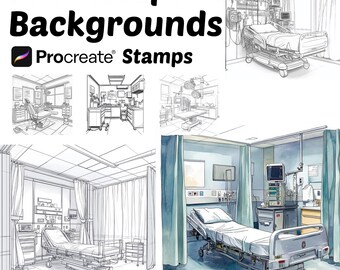 Procreate Hospital Stamps | 100+ Medical Facility Rooms Procreate Brushes | Architecture Procreate | Interior | Clinic | Dentist Procreate