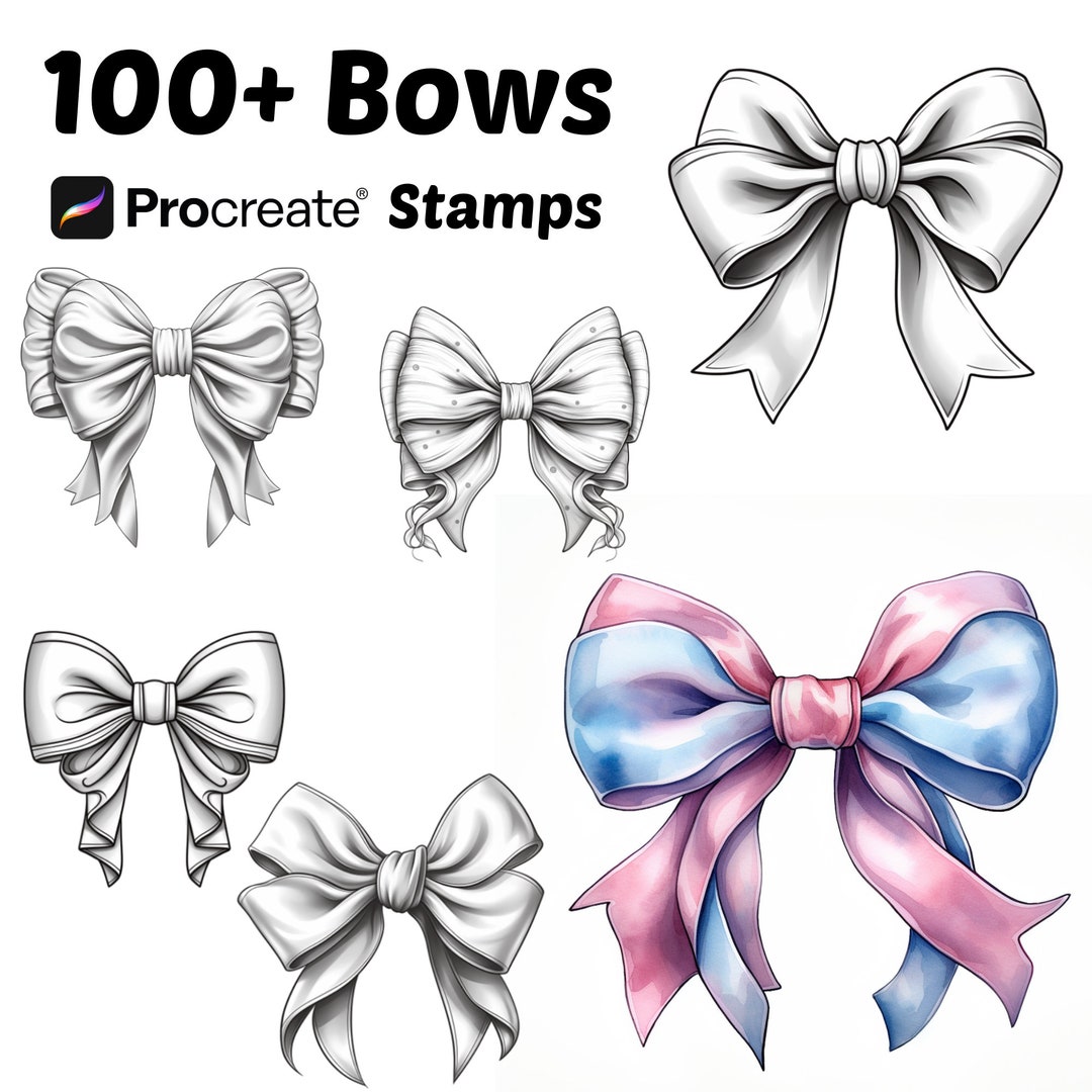 Procreate Bows Stamps | 100+ Bows Procreate Brushes | Clothes Procreate ...