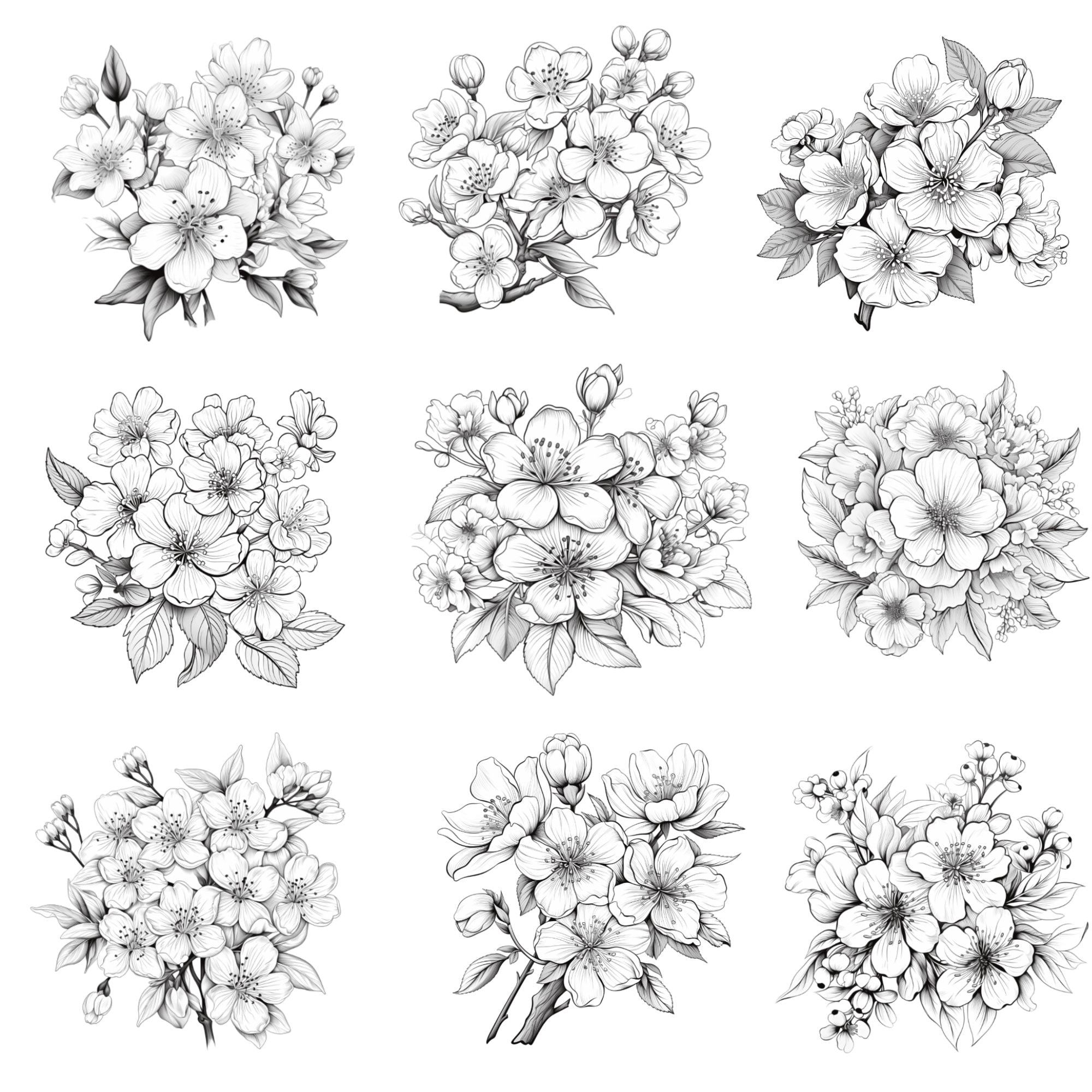 Procreate Cherry Blossom Flower Stamps | 100+ Cherry Blossom Flower ...