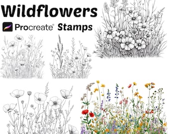 Procreate Wildflowers Stamps | 100+ Wildflowers Procreate Brushes | Botanical Procreate | Nature Procreate, Flowers Procreate, Floral Stamps
