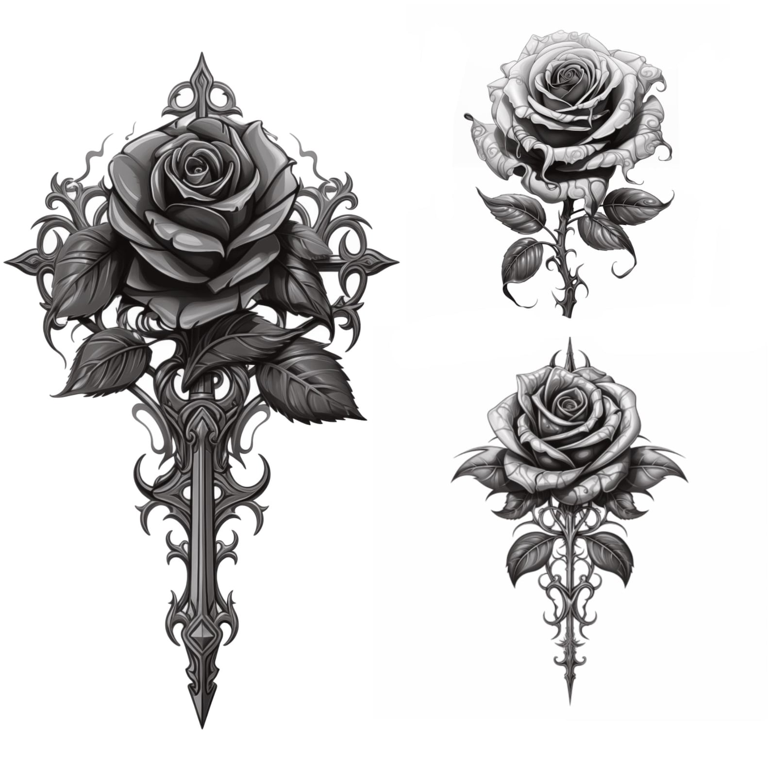 Procreate Gothic Roses Stamps | 100+ Tattoo Roses Procreate Brushes ...