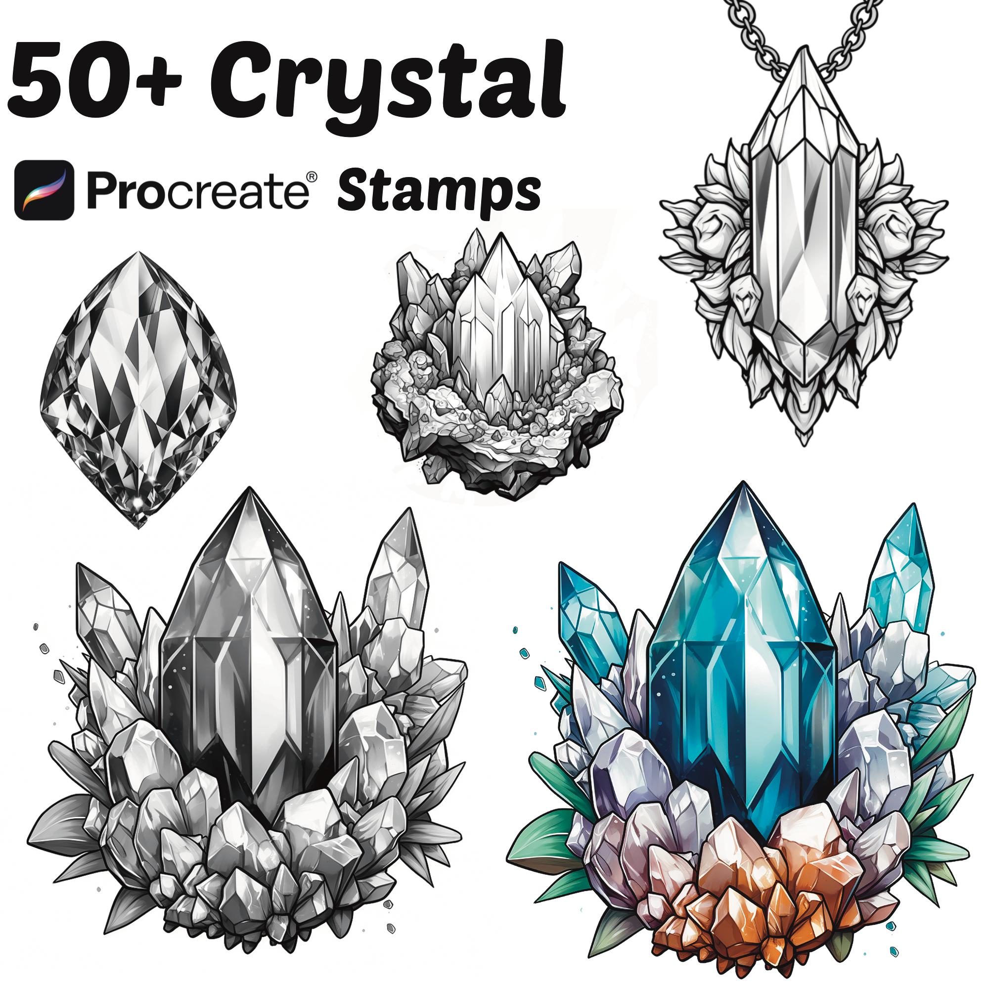 Procreate Crystal Stamps | 50+ Gem & Crystal Stone Brushes for Procreate | Mystical Gems