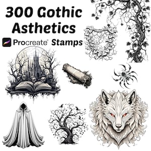 Procreate Gothic Stamps | 300+ Spooky Elements Procreate Brushes | Halloween Procreate Brushes | Creepy Procreate Brushes | Horror Procreate