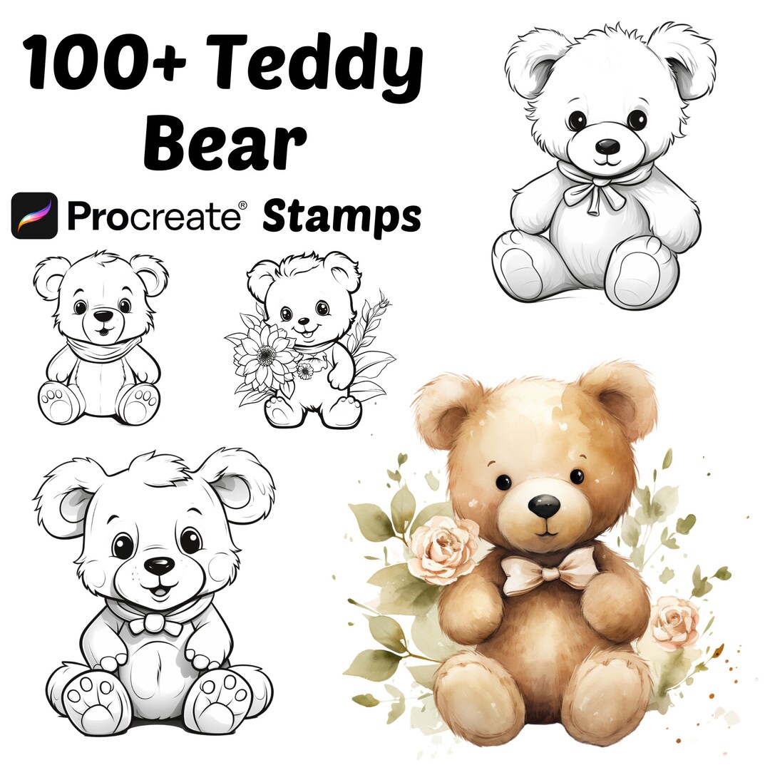 Procreate Animals Stamps | 100+ Cute Teddy Bear Procreate Brushes ...