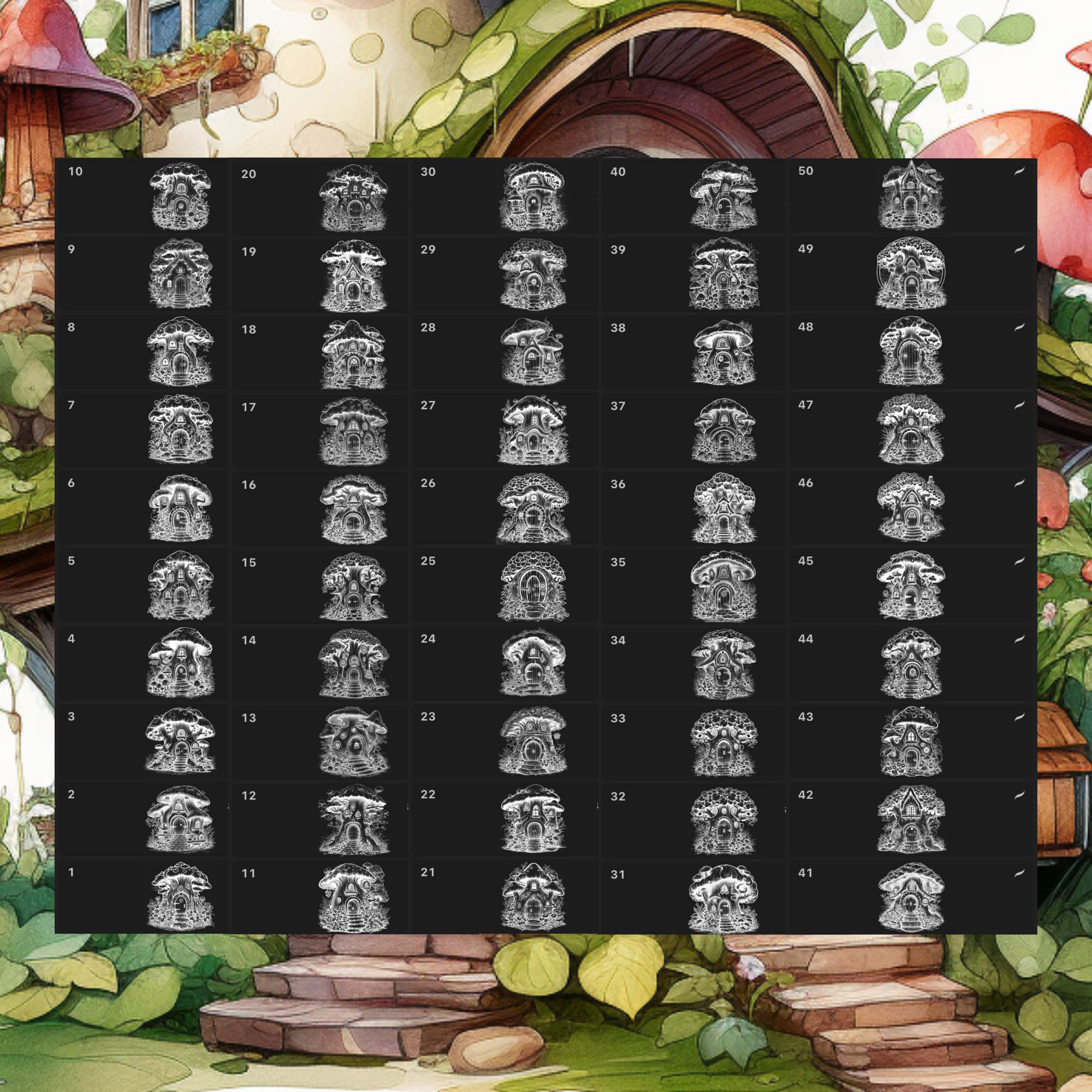 Procreate Fairy Houses Stamps | 100+ Mystical Fairy Houses Procreate ...
