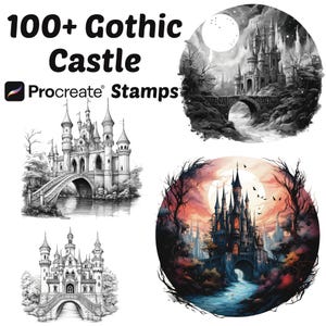 Procreate Gothic Castle Stamps | 100+ Haunted Castle Procreate Brushes | Halloween Procreate Brushes | Spooky Procreate Brushes | Horror