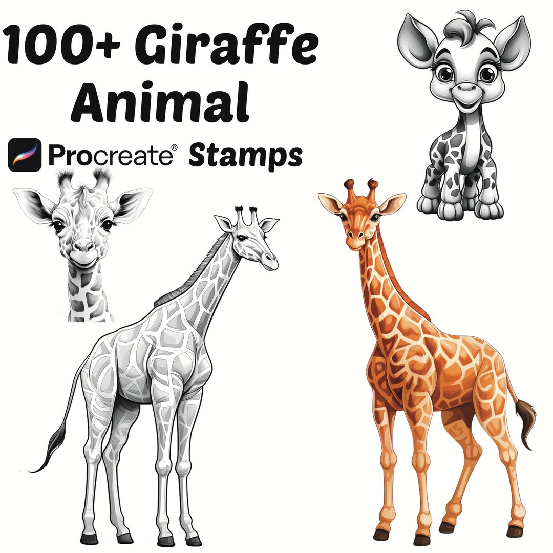 Procreate Animals Stamps | 100+ Giraffe Procreate Brushes | Animal ...