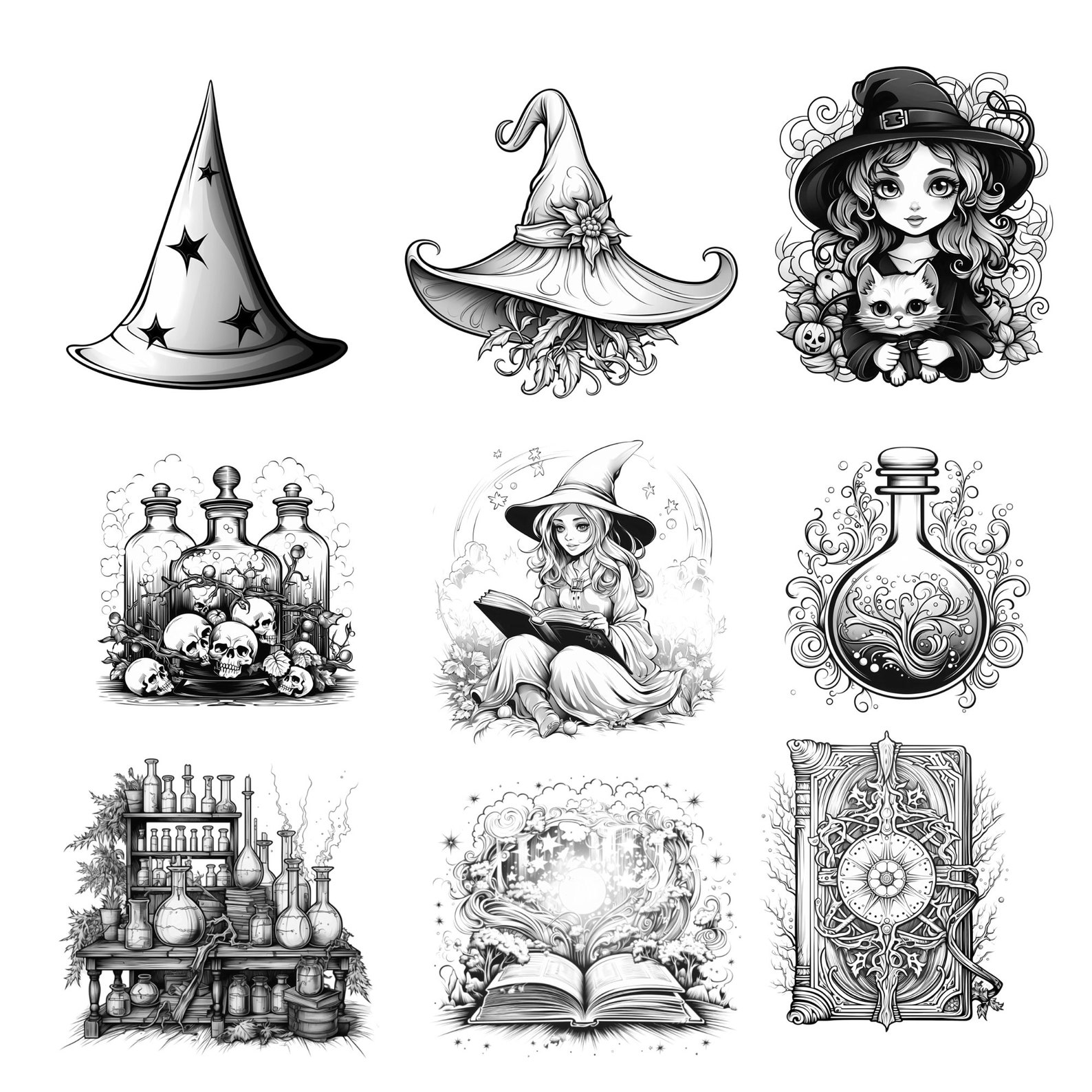 Procreate Witches Theme Stamps | 100+ Spooky Elements Procreate Brushes ...