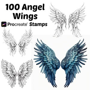 Procreate Angel Wings Stamps | 100+ Angel Wings Procreate Brushes | Object Procreate Brushes | Angel Wings Procreate Stamp | Tattoo Brushes