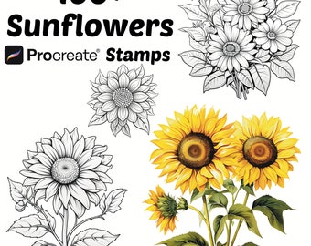 Procreate Sunflower Stamps | 100+ Sunflower Procreate Brushes | Botanical Procreate | Floral Procreate | Sunflower Procreate Stamps | Nature