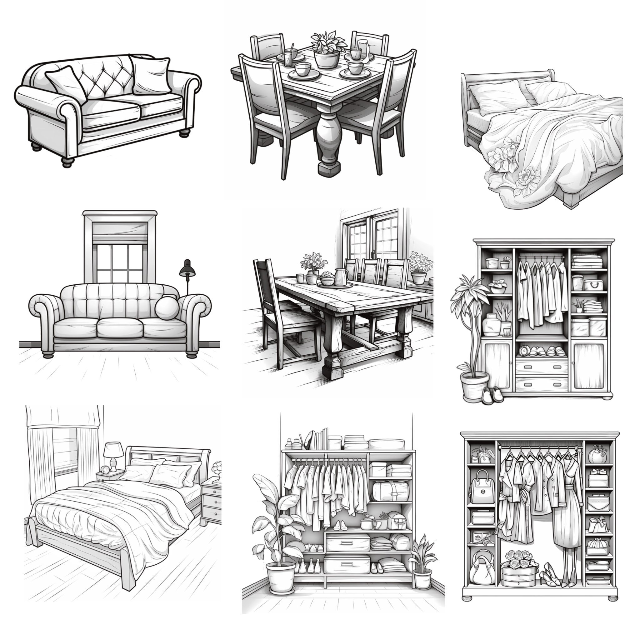 Procreate Furniture Stamps 100 Procreate Furniture Items Brushes Home ...